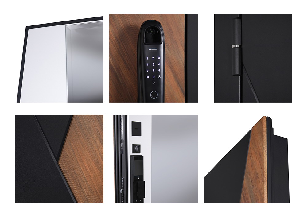 Входная дверь Стальная дверь Plata с зеркалом (биометрический замок Smart lock DZ 888)