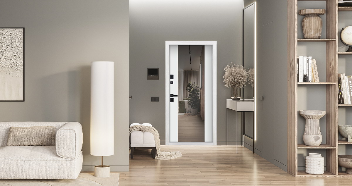 Входная дверь Стальная дверь Макс 3D с зеркалом (Smart lock DZ 888). Заказная модель.