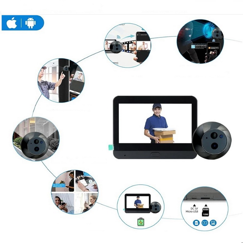 Видеоглазок wi-fi ED-300PD Black