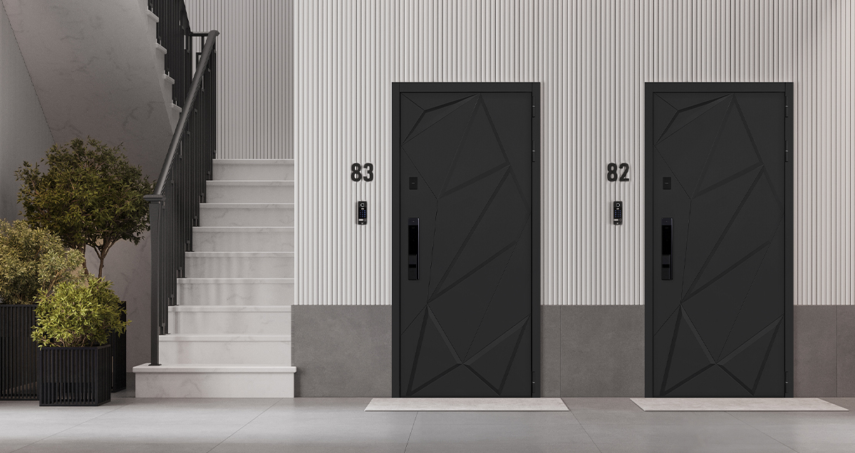 Входная дверь Стальная дверь Обсидиан 3D (биометрический замок Smart lock Y23). Заказная модель.