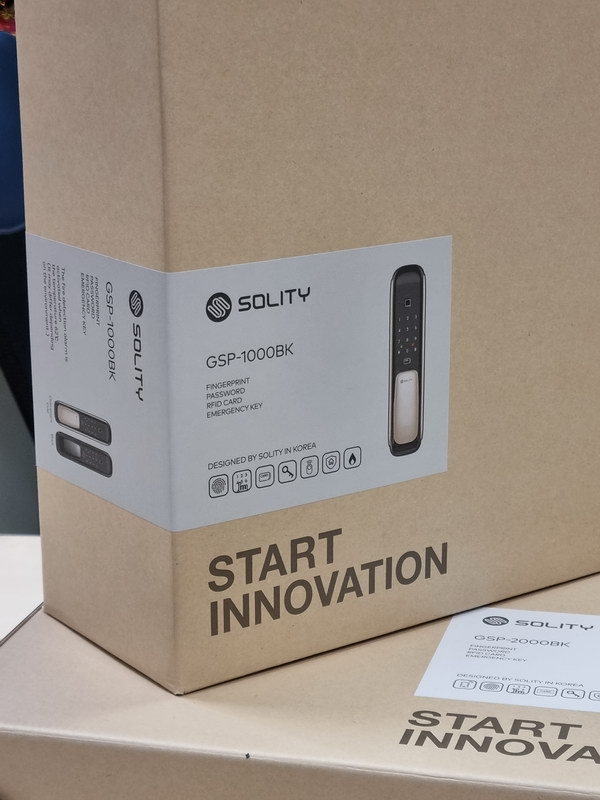 Врезной электронный дверной замок Solity GSP-1000BK GOLD с отпечатком пальца