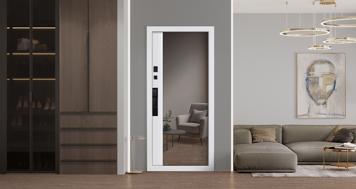 Входная дверь Стальная дверь Loft с зеркалом (биометрический замок)