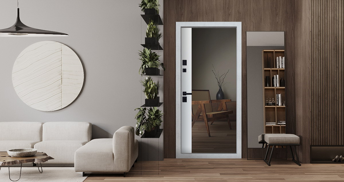 Входная дверь Стальная дверь Loft с зеркалом (адаптивная замковая часть).