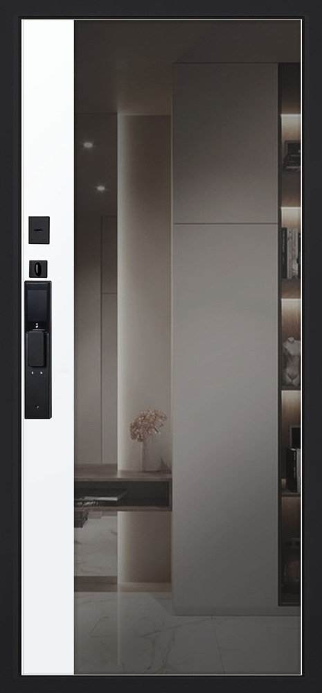 Входная дверь Стальная дверь Plata с зеркалом (биометрический замок Smart lock DZ 888)