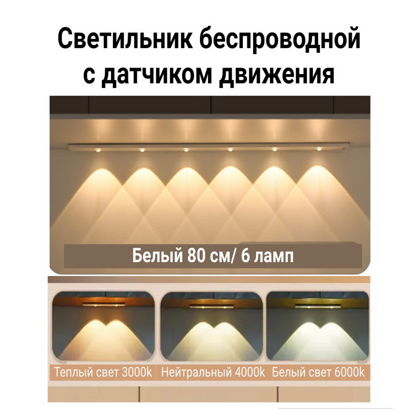 Светильник беспроводной плоский 80 см.