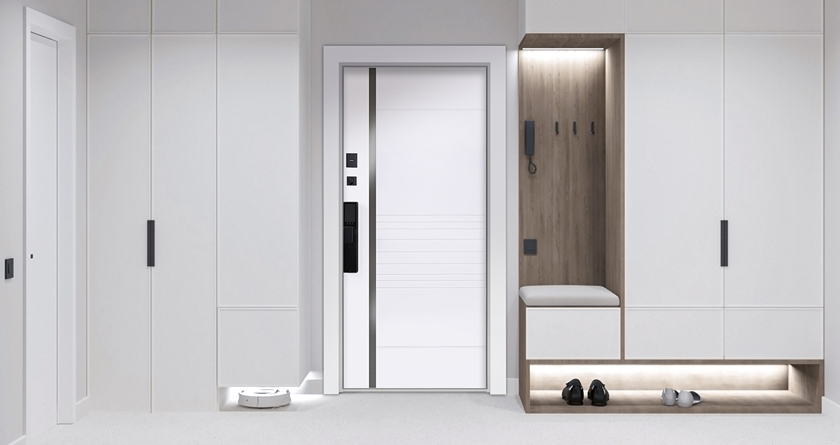 Входная дверь Стальная дверь Обсидиан 3D (биометрический замок Smart lock Y23). Заказная модель.